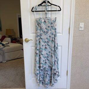 White House Black Market High Low Dress in Blue and White